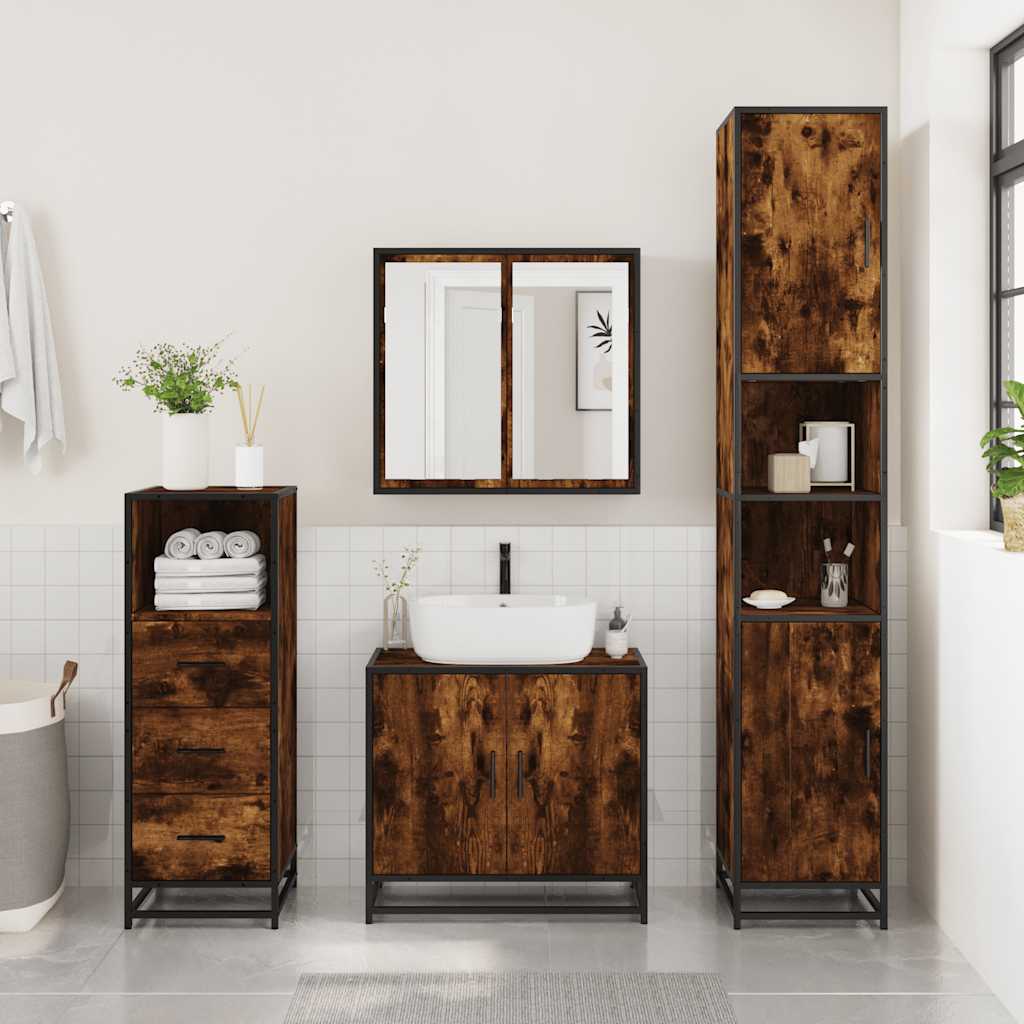 3 Piece Bathroom Furniture Set Engineered Wood
