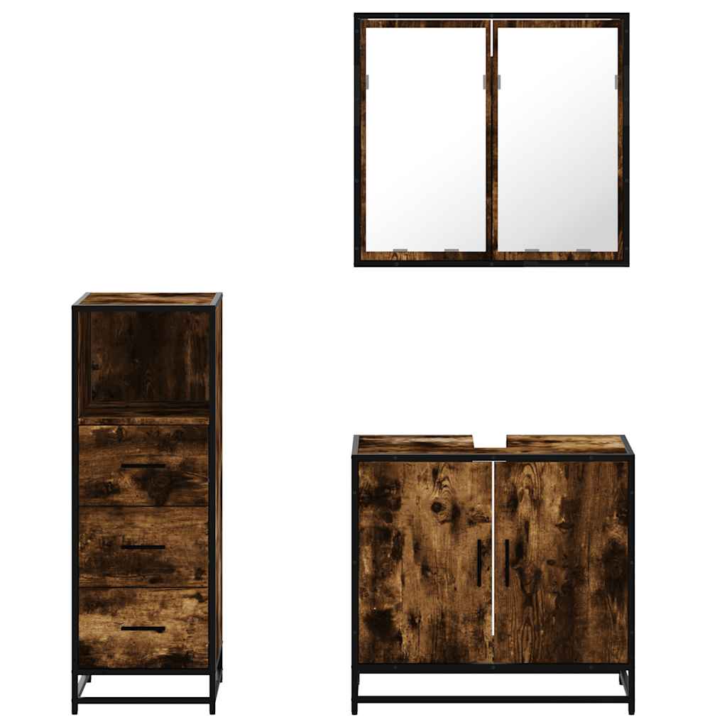 3 Piece Bathroom Furniture Set Engineered Wood