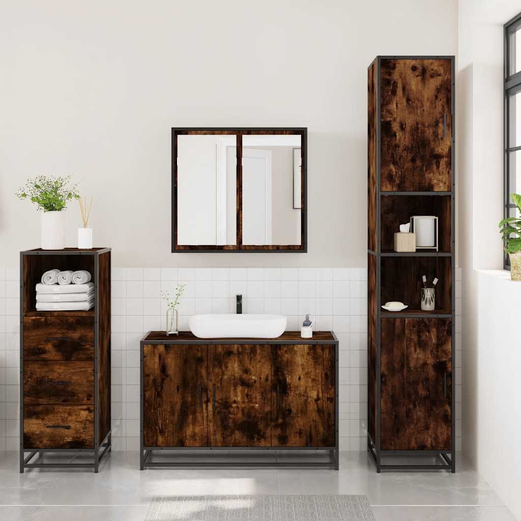 3 Piece Bathroom Furniture Set Engineered Wood
