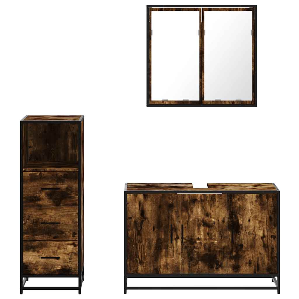 3 Piece Bathroom Furniture Set Engineered Wood