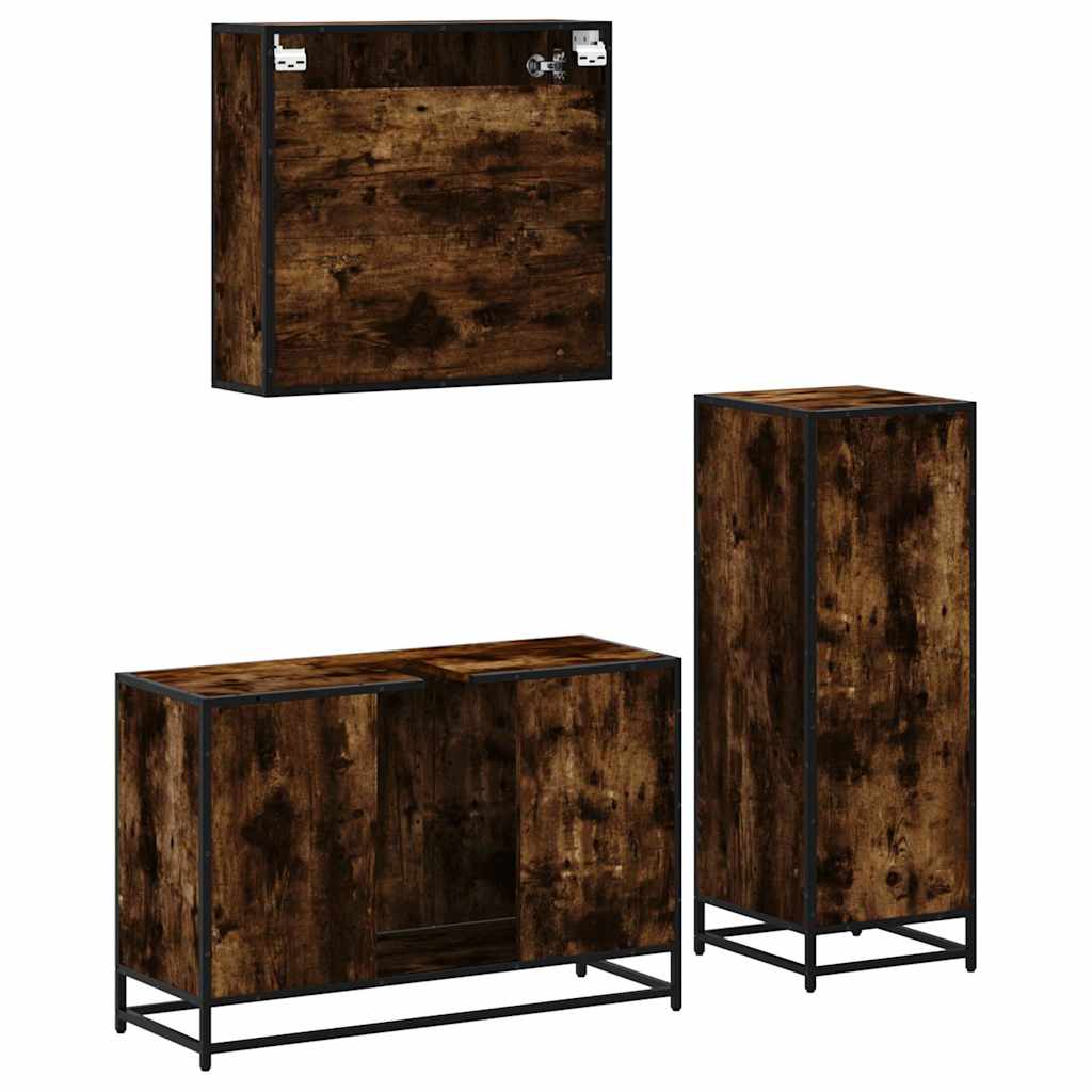 3 Piece Bathroom Furniture Set Engineered Wood