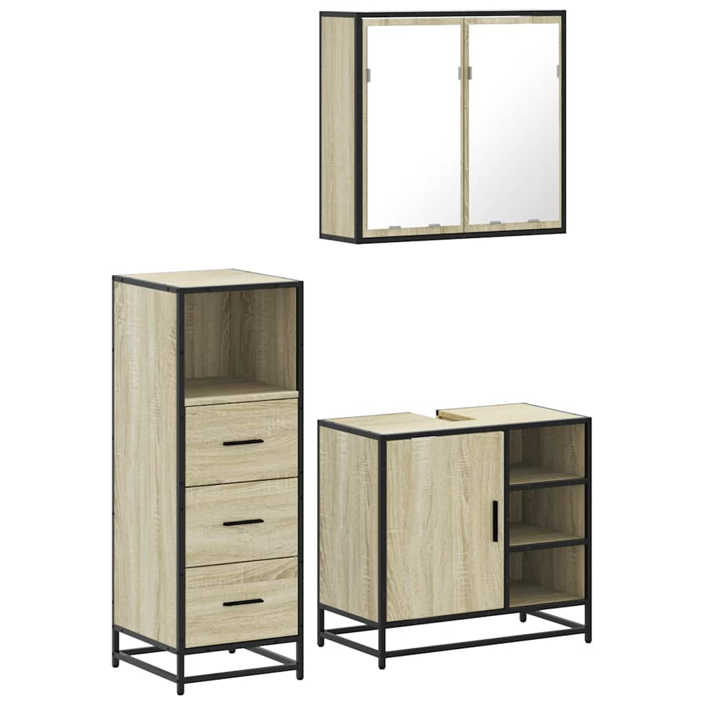 Bathroom Furniture Set 3 Piece Engineered Bathroom Storage Modern Bathroom