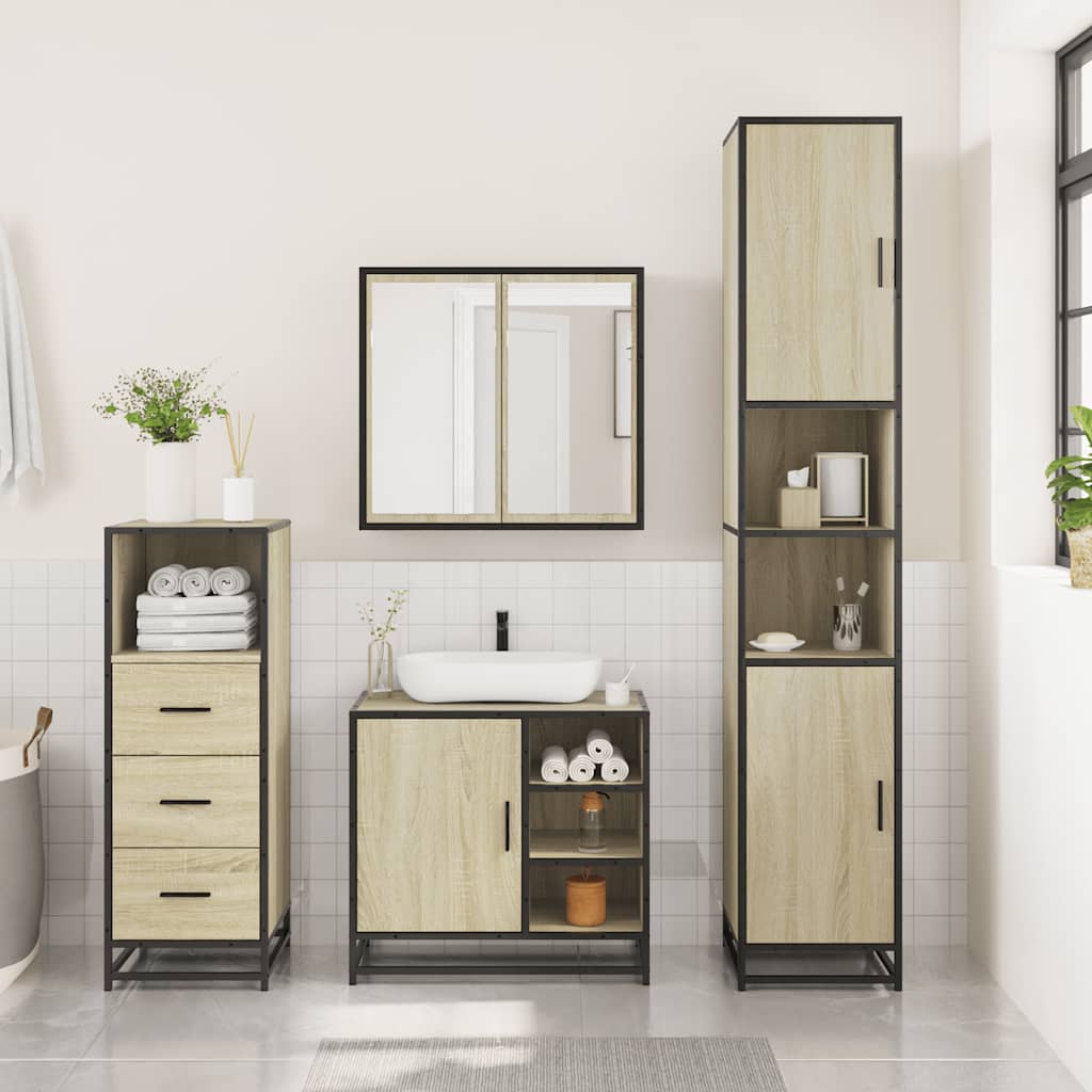 Bathroom Furniture Set 3 Piece Engineered Bathroom Storage Modern Bathroom