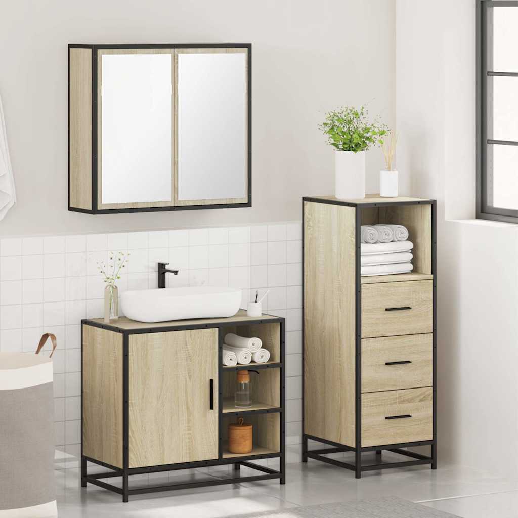 Bathroom Furniture Set 3 Piece Engineered Bathroom Storage Modern Bathroom