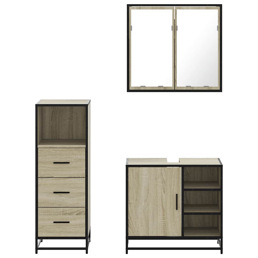 Bathroom Furniture Set 3 Piece Engineered Bathroom Storage Modern Bathroom