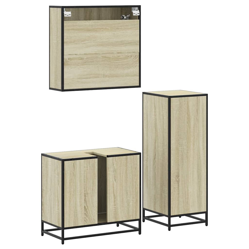 Bathroom Furniture Set 3 Piece Engineered Bathroom Storage Modern Bathroom