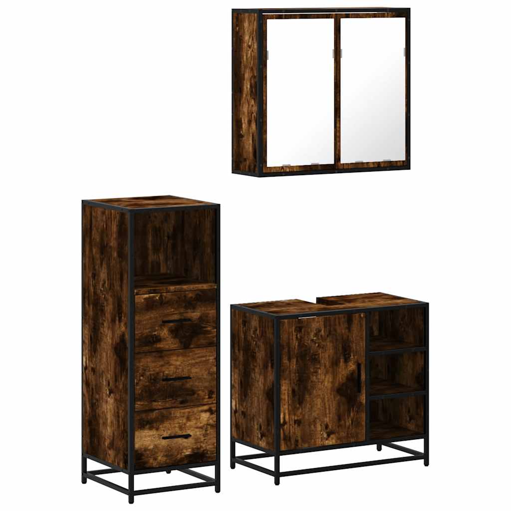 Bathroom Furniture Set 3 Piece Engineered Bathroom Storage Modern Bathroom