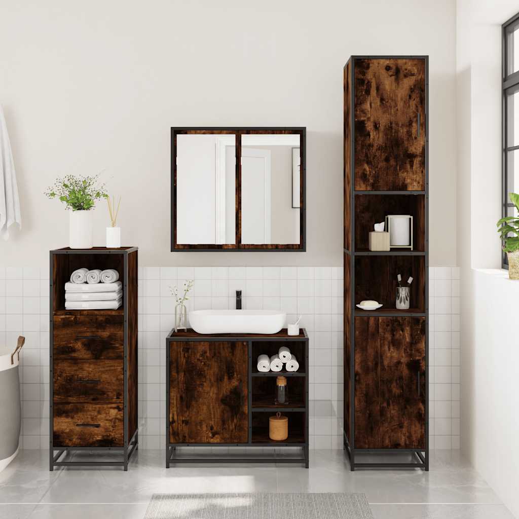 Bathroom Furniture Set 3 Piece Engineered Bathroom Storage Modern Bathroom