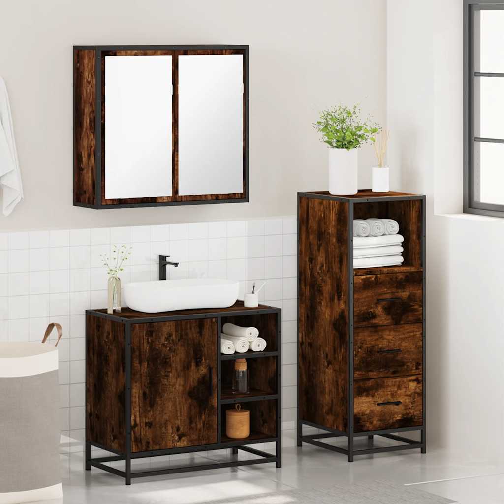 Bathroom Furniture Set 3 Piece Engineered Bathroom Storage Modern Bathroom