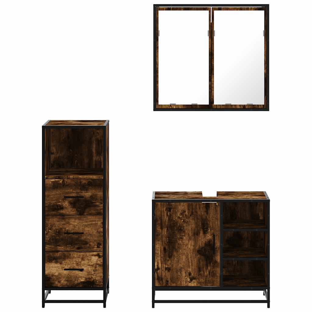 Bathroom Furniture Set 3 Piece Engineered Bathroom Storage Modern Bathroom