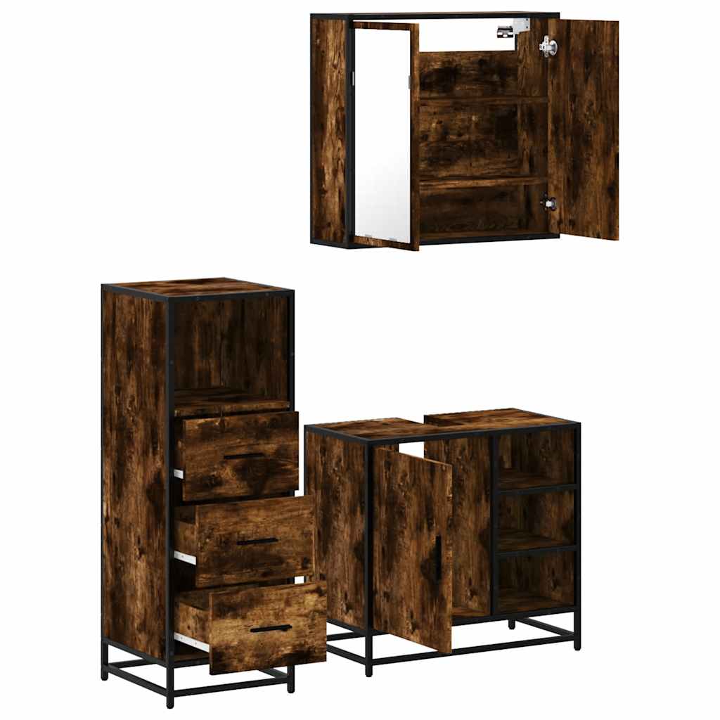 Bathroom Furniture Set 3 Piece Engineered Bathroom Storage Modern Bathroom