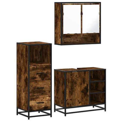 3 Piece Bathroom Furniture Set Engineered Wood