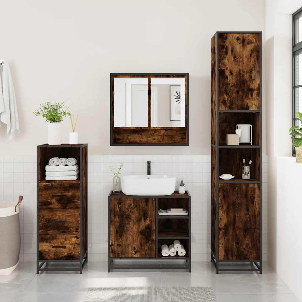 3 Piece Bathroom Furniture Set Engineered Wood