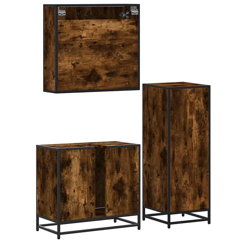 3 Piece Bathroom Furniture Set Engineered Wood