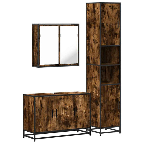 3 Piece Bathroom Furniture Set Engineered Wood