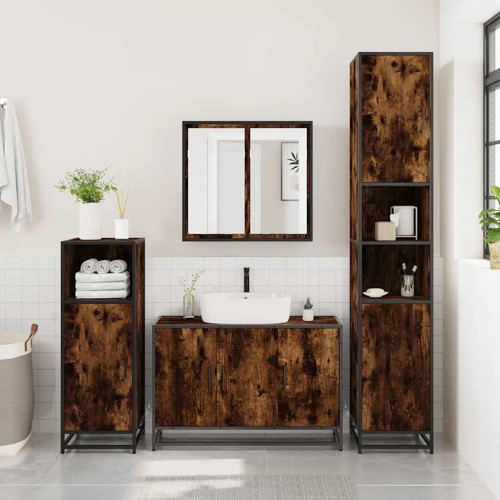 3 Piece Bathroom Furniture Set Engineered Wood