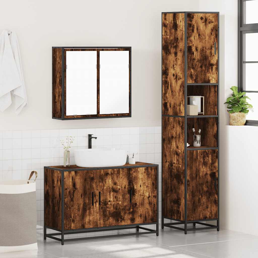 3 Piece Bathroom Furniture Set Engineered Wood