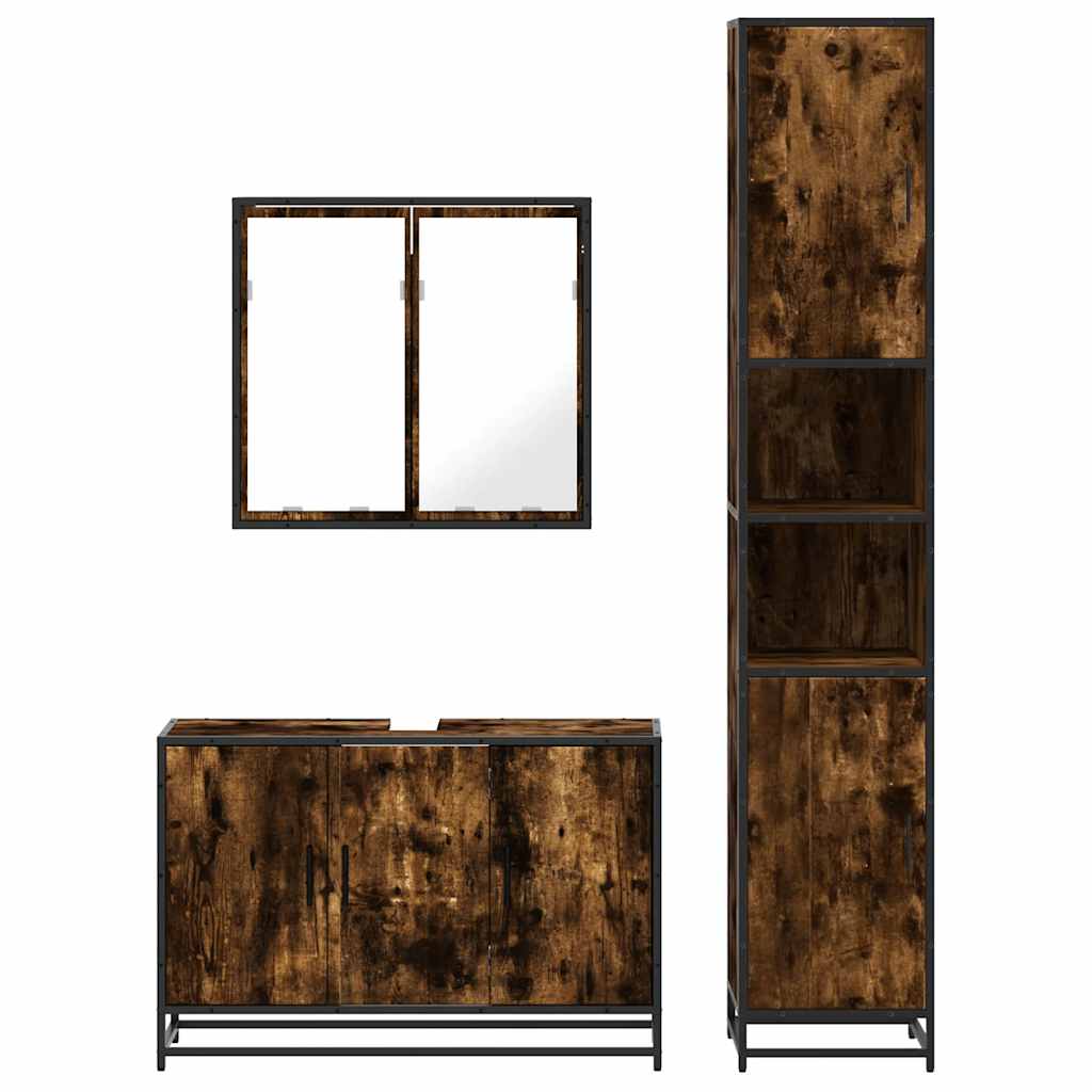 3 Piece Bathroom Furniture Set Engineered Wood