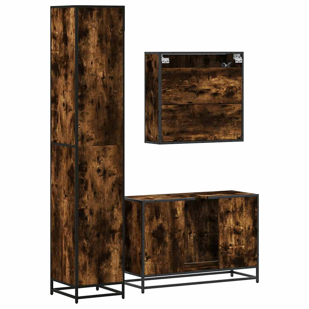 3 Piece Bathroom Furniture Set Engineered Wood