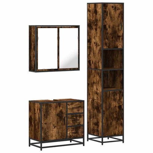 3 Piece Bathroom Furniture Set Engineered Wood