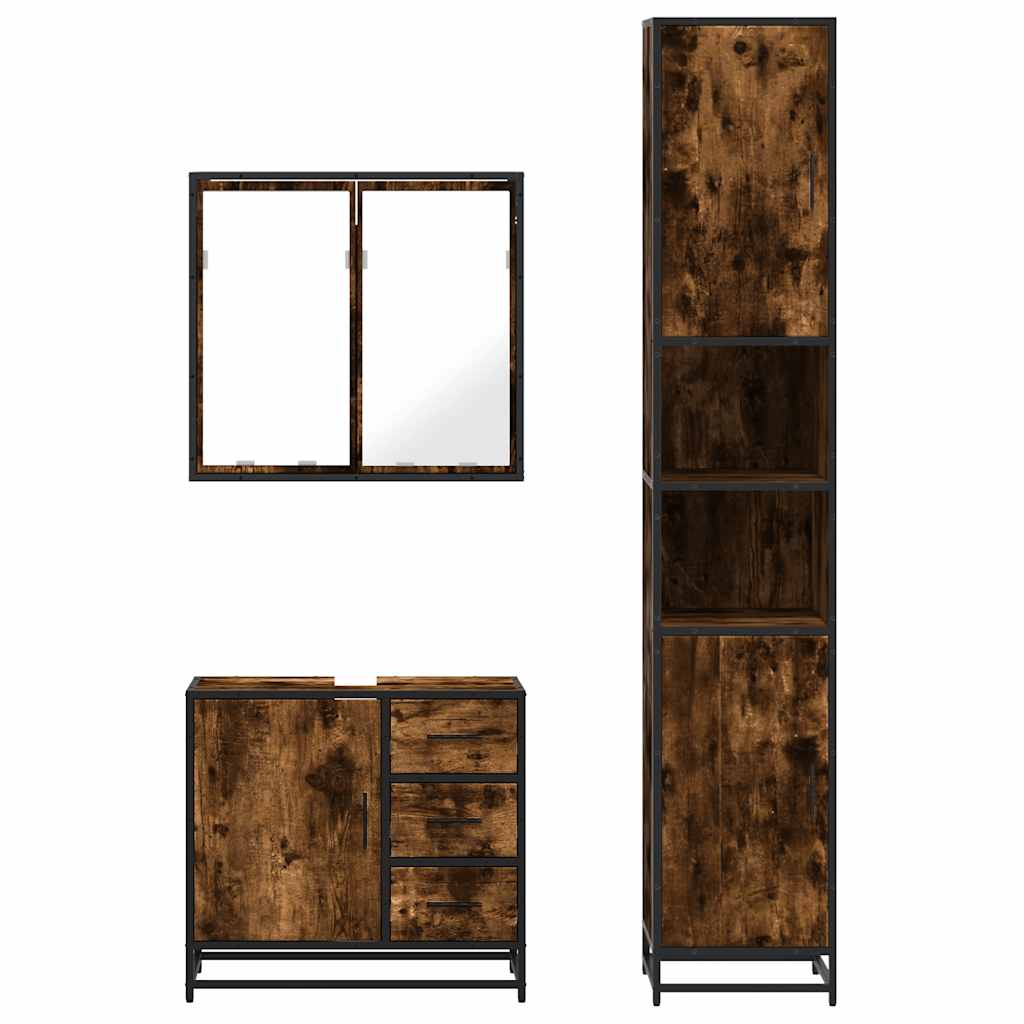 3 Piece Bathroom Furniture Set Engineered Wood