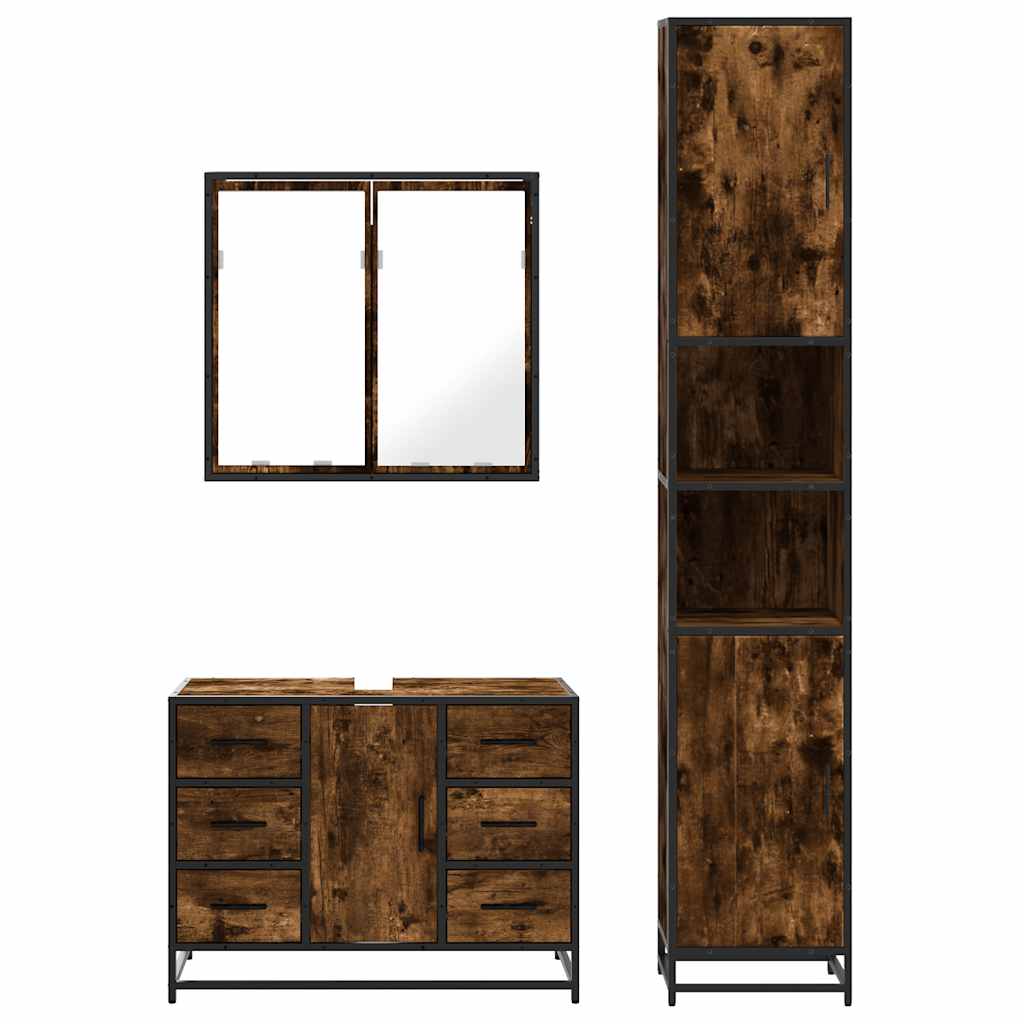 3 Piece Bathroom Furniture Set Engineered Wood