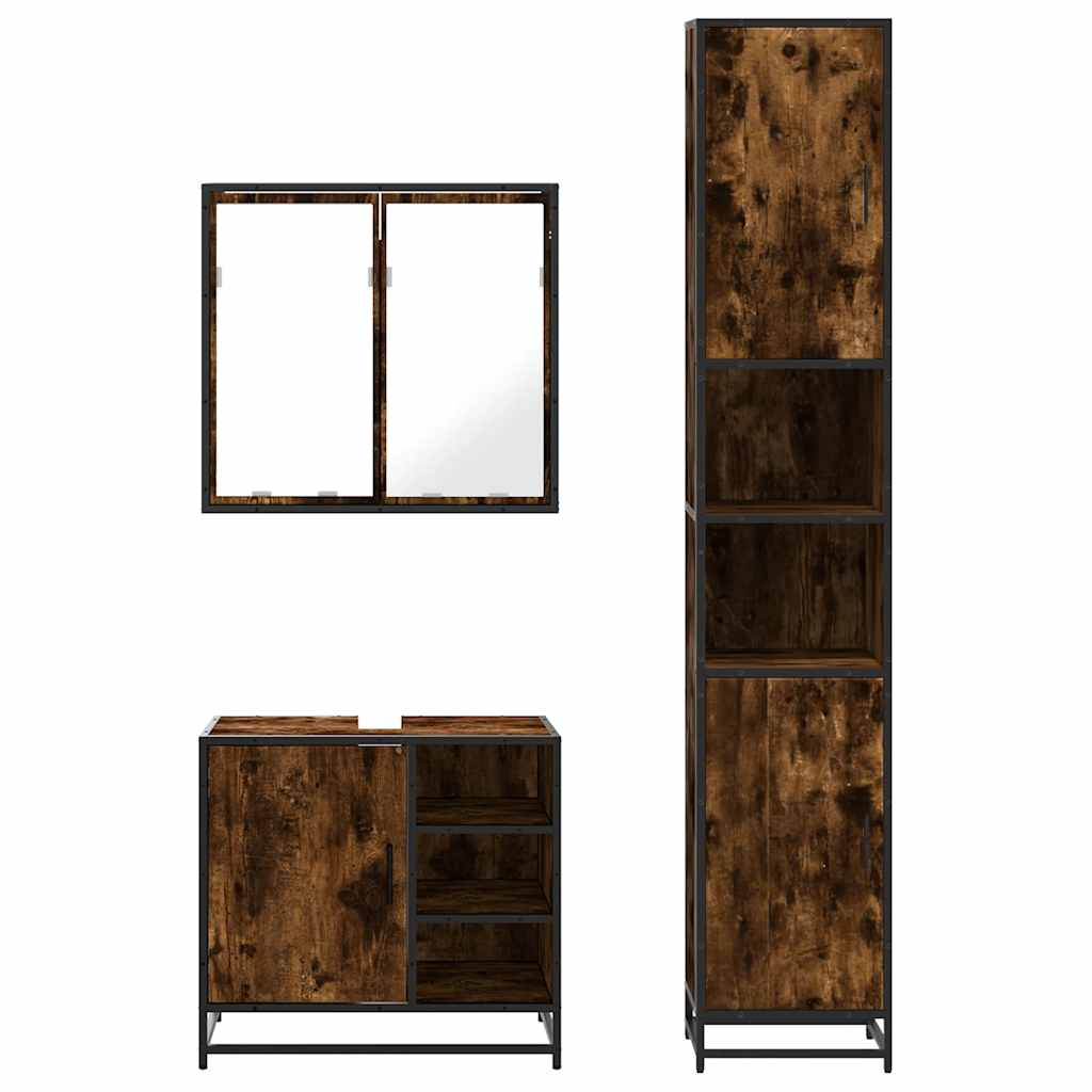 3 Piece Bathroom Furniture Set Engineered Wood
