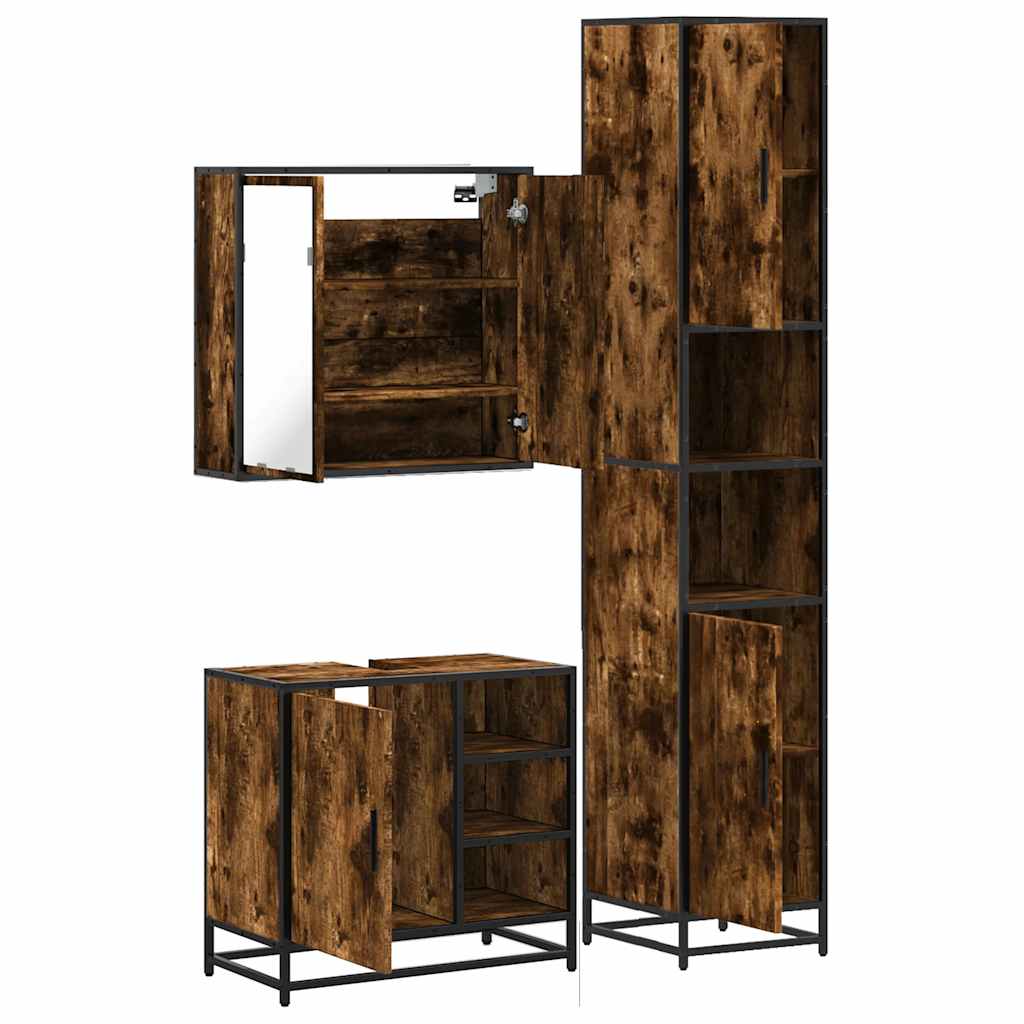 3 Piece Bathroom Furniture Set Engineered Wood