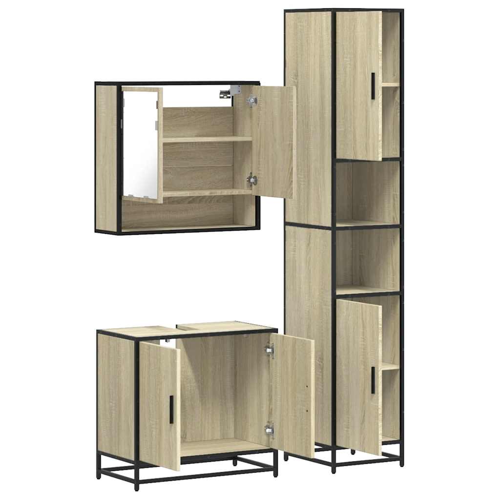 Bathroom Furniture Set 3 Piece Engineered Bathroom Storage Bathroom Cabinet