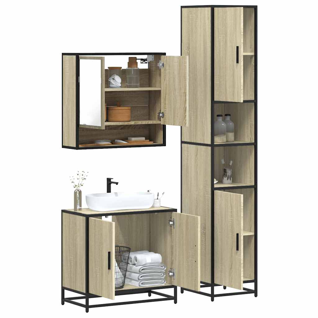 Bathroom Furniture Set 3 Piece Engineered Bathroom Storage Bathroom Cabinet