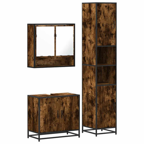 3 Piece Bathroom Furniture Set Engineered Wood