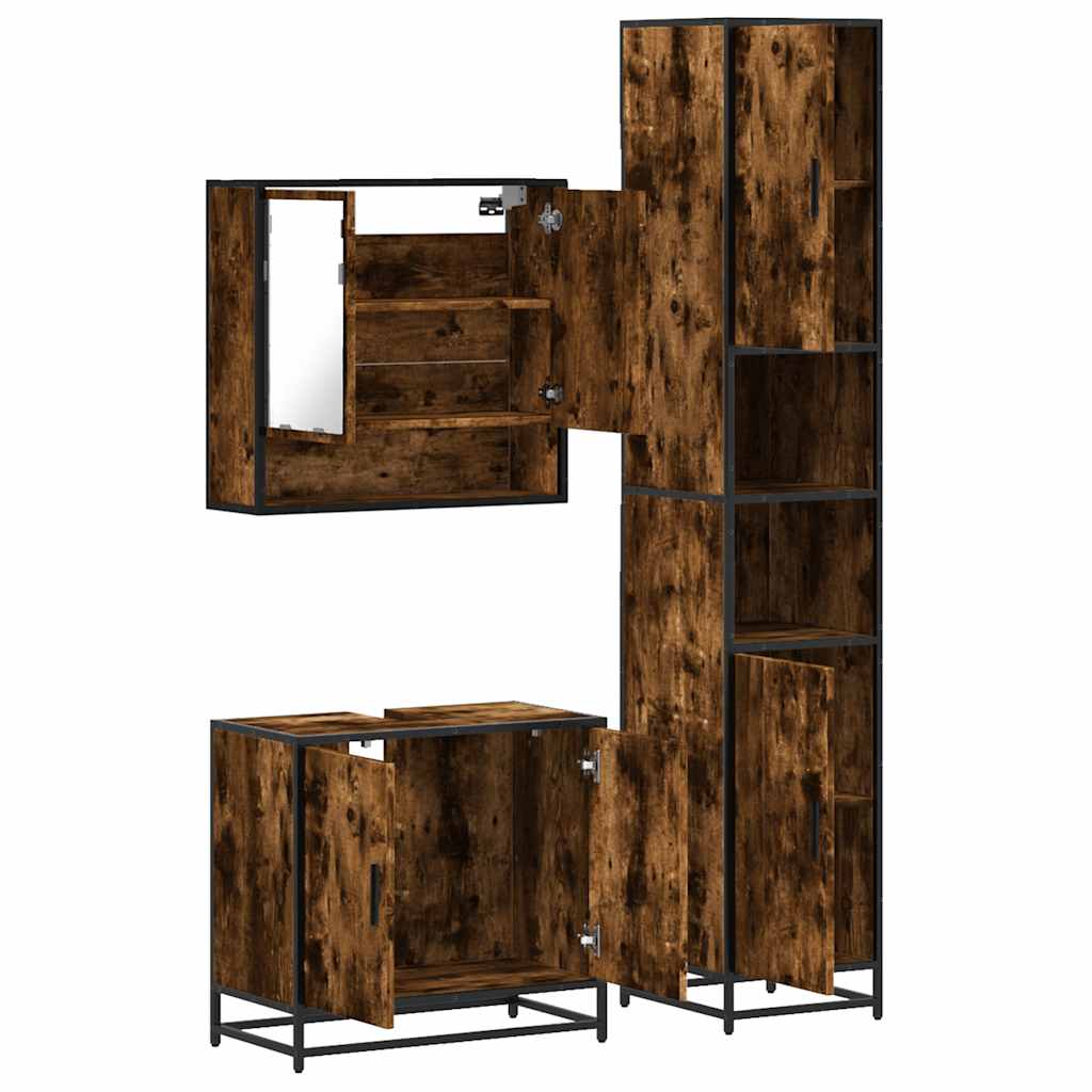 Bathroom Furniture Set 3 Piece Engineered Bathroom Storage Bathroom Cabinet