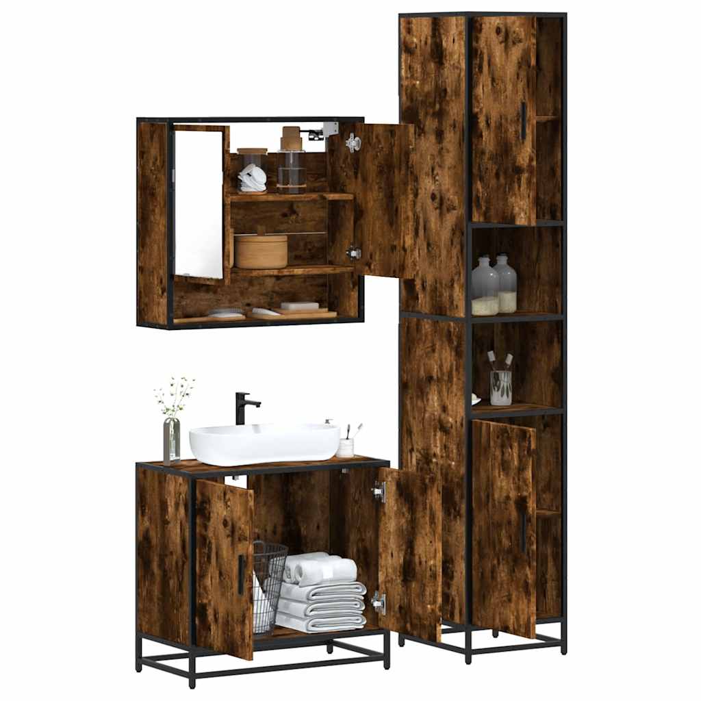 Bathroom Furniture Set 3 Piece Engineered Bathroom Storage Bathroom Cabinet