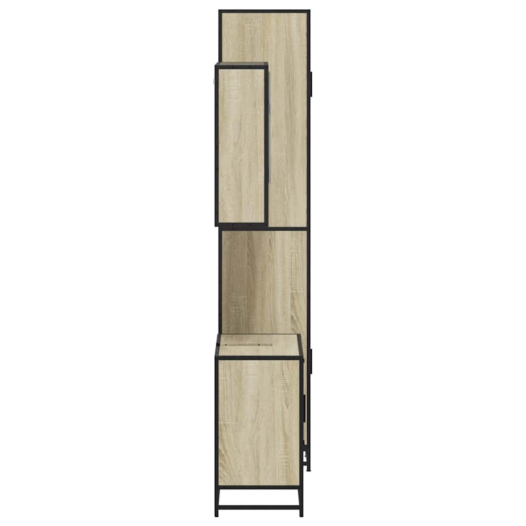 Bathroom Furniture Set 3 Piece Engineered Wood Sonoma Oak Bathroom Storage