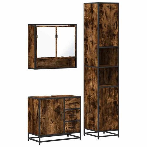 3 Piece Bathroom Furniture Set Engineered Wood
