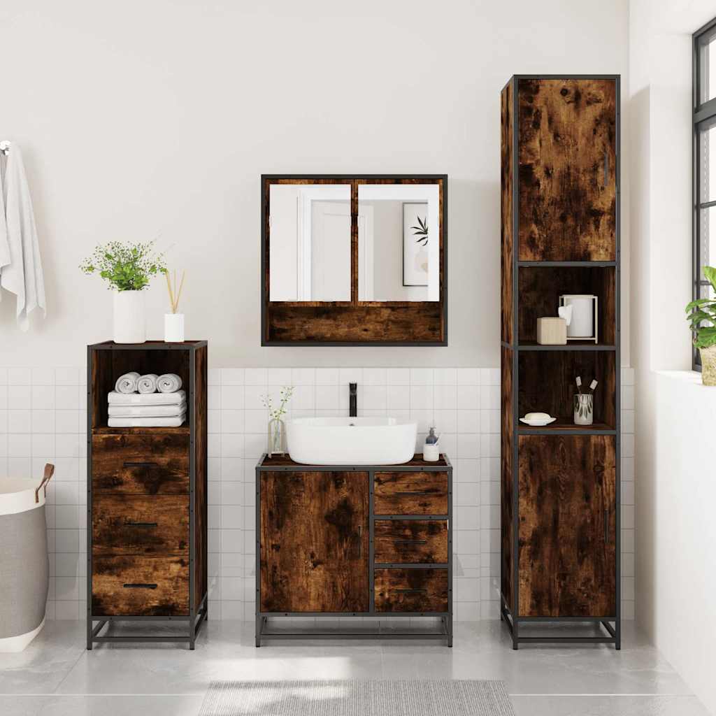 Bathroom Furniture Set 3 Piece Engineered Wood Sonoma Oak Bathroom Storage