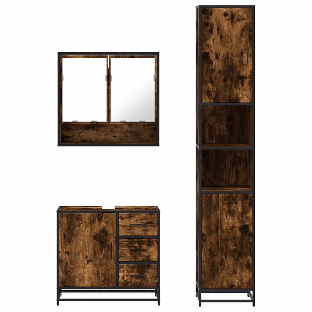 Bathroom Furniture Set 3 Piece Engineered Wood Sonoma Oak Bathroom Storage