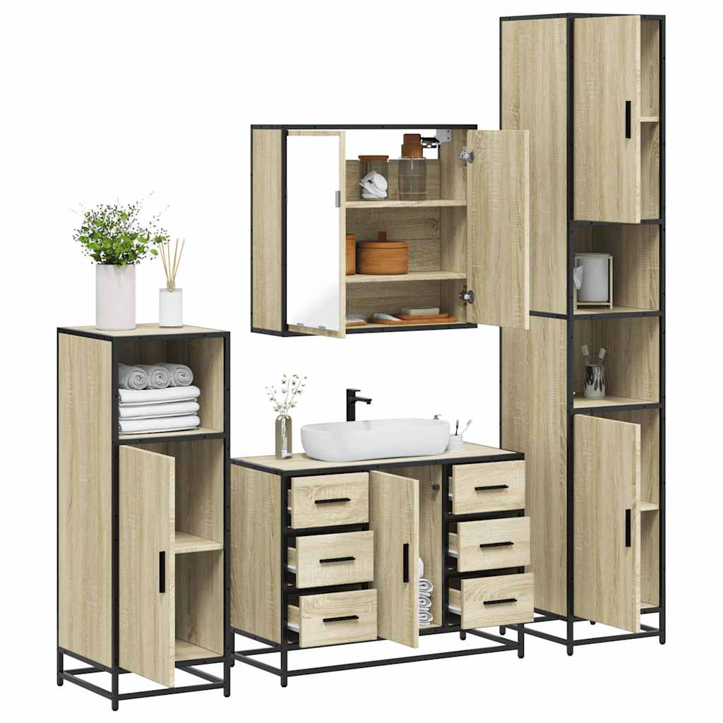 4 Piece Bathroom Furniture Set  Engineered Wood