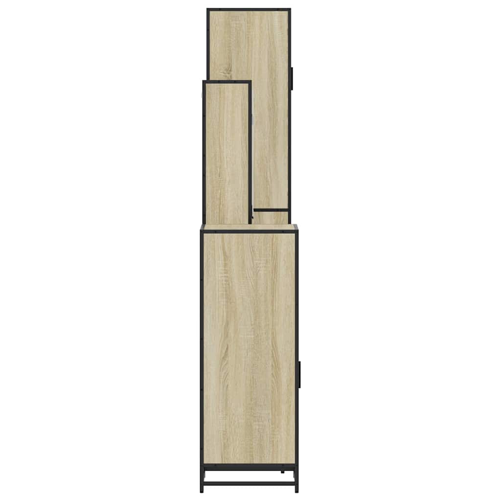Bathroom Furniture Set 4 Piece Engineered Wood Smoked Oak Sonoma Oak Black Oak 6