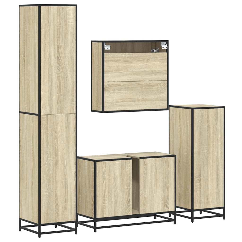 Bathroom Furniture Set 4 Piece Engineered Wood Smoked Oak Sonoma Oak Black Oak 6