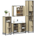 Bathroom Furniture Set 4 Piece Engineered Wood Smoked Oak Sonoma Oak Black Oak 6