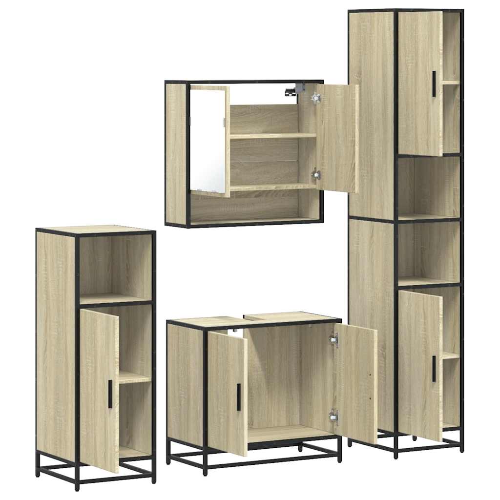 4 Piece Bathroom Furniture Set  Engineered Wood