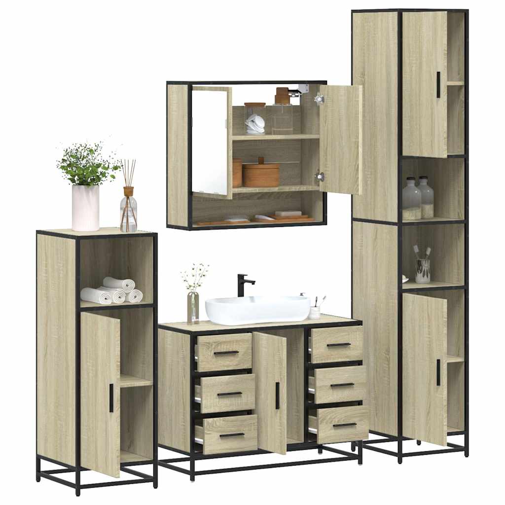 4 Piece Bathroom Furniture Set  Engineered Wood