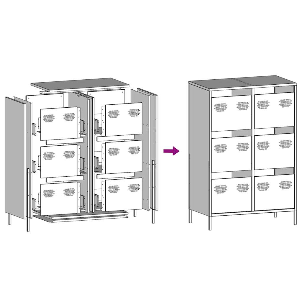 Highboard Olive 68X39X101.5 Cm Steel