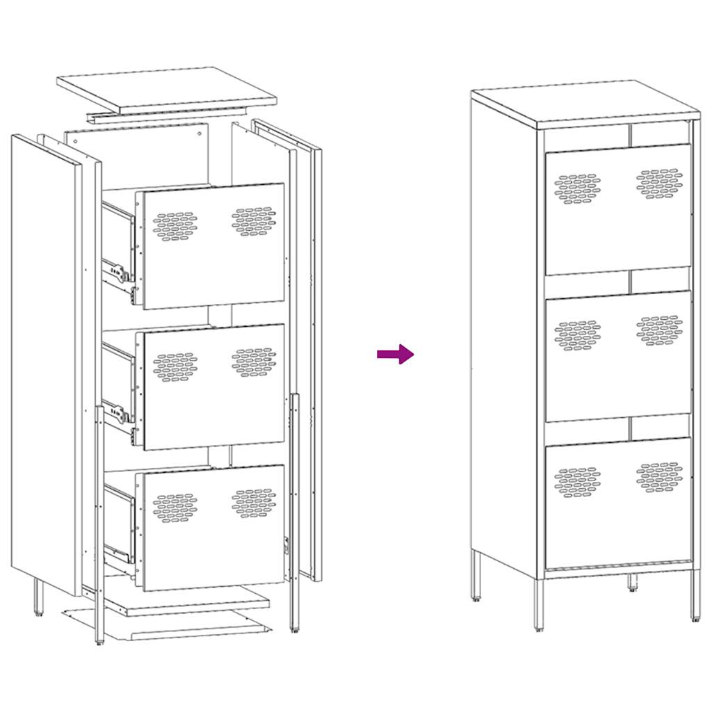 Sideboard Steel Highboard Storage Cabinet 39x35x103.5cm Industrial Shelving Unit