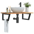 Basin Shelf Wall Mounted Steel And Solid Wood Acacia