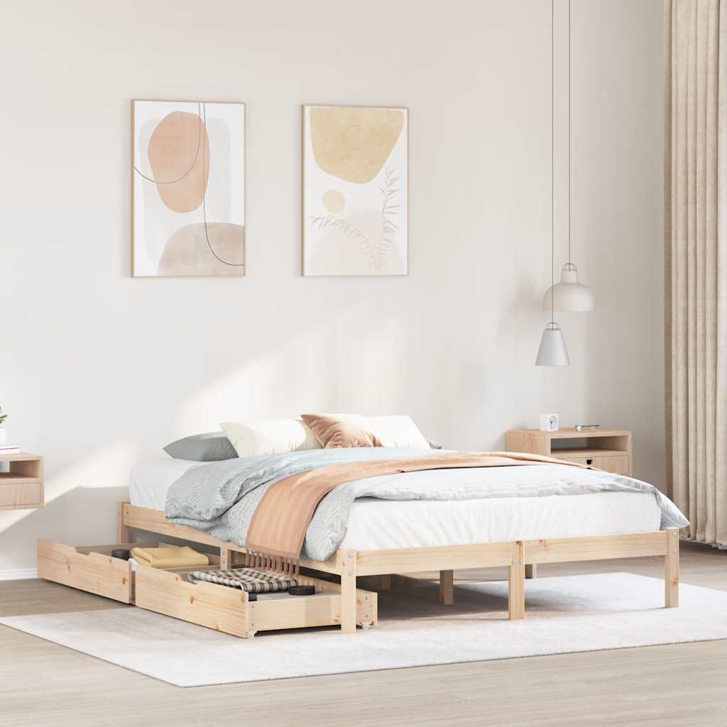 Bed Frame Without Mattress Single Solid Wood Pine