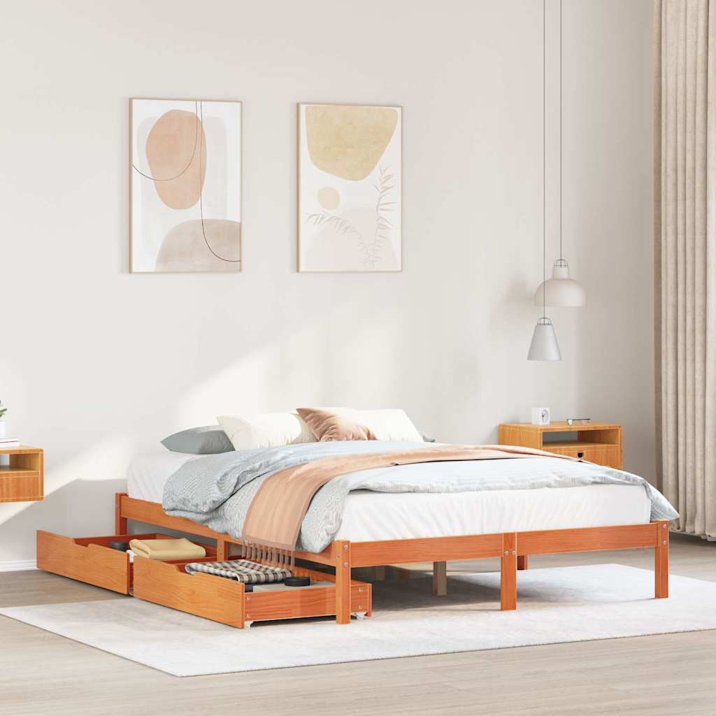 Bed Frame Without Mattress Single Solid Wood Pine