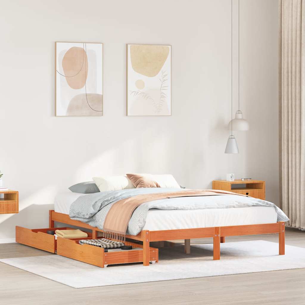 Bed Frame Without Mattress Single Solid Wood Pine