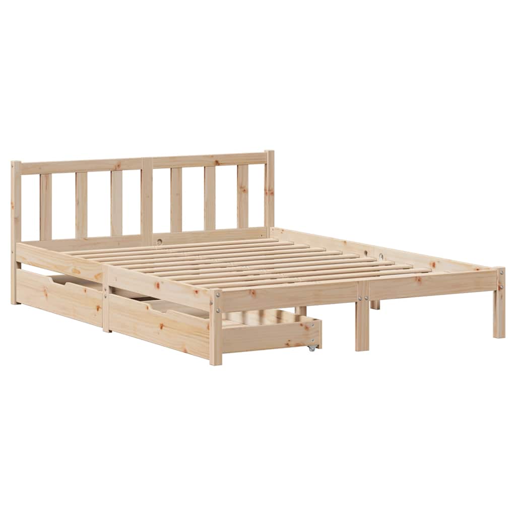 Bed Frame Without Mattress 140X190 Cm Solid Wood Pine
